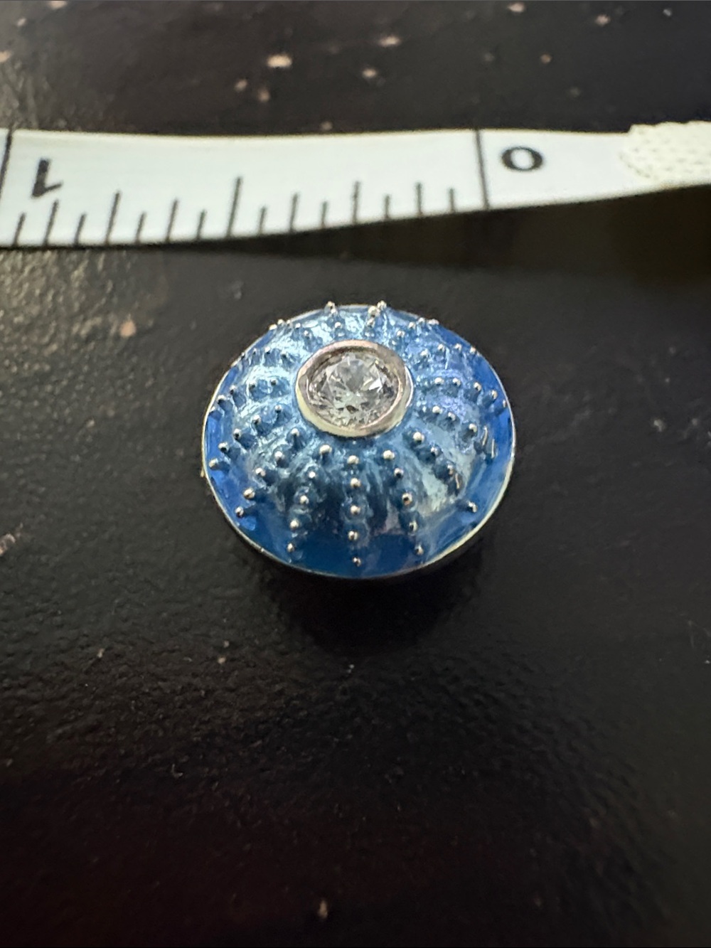 Blue Enamel 925 Sterling Silver KAMELEON brand Jewel Pops with Clear Crystal